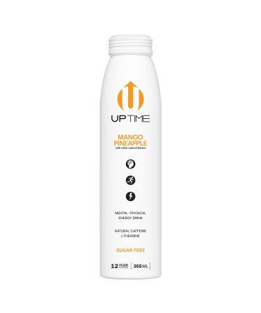 UPTIME Mango Pineapple Zero Sugar Energy Drink - 12 Pack | 12oz Bottles, Natural Caffeine, Sparkling, 5 Calories - Buy Online on GoSupps.com