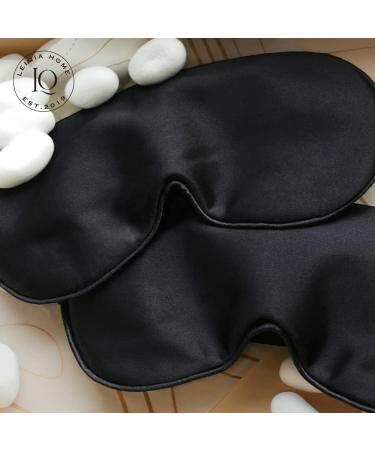 2Pcs Pure Mulberry Silk Eye Mask with Adjustable Strap for Comfortable Sleeping - Black & Beige - Buy Online on GoSupps.com