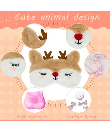 KiiMos Kids Eye Mask - Soft Plush Blindfold Cute Animal Cartoon Sleep Eye Cover for Girls, Teens, Women - Christmas Elk Design - Buy Online on GoSupps.com