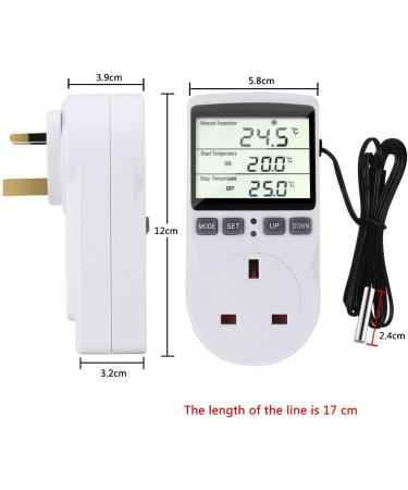 Furado Digital Temperature Controller LCD Screen Heating Cooling Temperature Switch Thermostat Outlet Socket with 1.7m Sensor 230V Digital Thermostat for Greenhouse Farm Terrarium Reptile - Buy Online on GoSupps.com