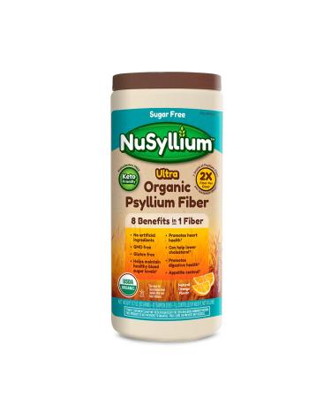 Nusyllium Ultra Sugar Free Keto-Friendly Organic Psyllium Fiber Powder USDA Organic Non-GMO Fiber Supplement Promotes Digestive Health* Heart Health* & Appetite Control* Natural Orange 42 Servings