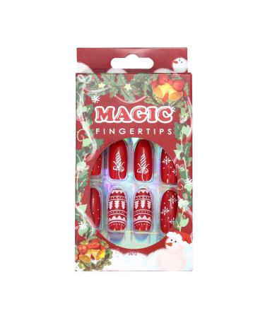 Brishow Christmas Artificial Nails - 24 Ballerina Red Press-On Acrylics for Women & Girls - Buy Online on GoSupps.com