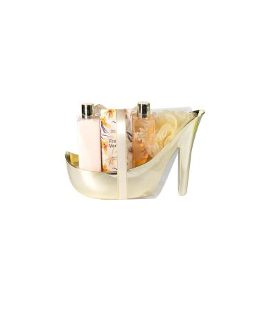 Elegant French Vanilla Bath Set - Luxury Gold High Heel Shoe Spa Gift for Gifting Pampering & Home D cor - Buy Online on GoSupps.com