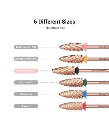 MelodySusie Carbide Tungsten Nail Drill Bit 3/32'' Extra Coarse Long Flame - Rose Gold Series for Manicure Pedicure Gel Polishing - Buy Online on GoSupps.com