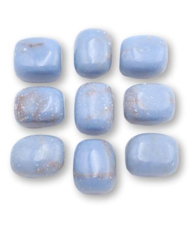 NatureWonders Tumbled Angelite 9 Healing Stones Crystal Natural Color Finished with Beeswax, Calming and Soothing; Angelic Communication; Gentle self-Expression; Serenity; Expanded Awareness Angelite (9)