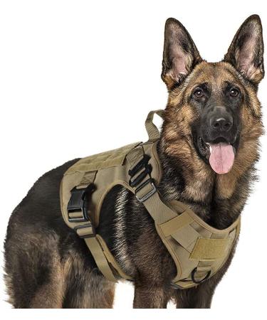 Rabbitgoo no pull dog harness medium large dogs tactical breast dishes with a moll handle metal buckle breathable military safety dishes adjustable padded dog vest XL brown xl (1 Pack) brown