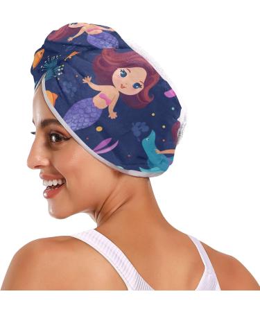 Cute Mermaid Fish Hair Towel 2 Pack | Super Absorbent Quick Dry Hair Turbans for Women & Girls - Buy Online on GoSupps.com