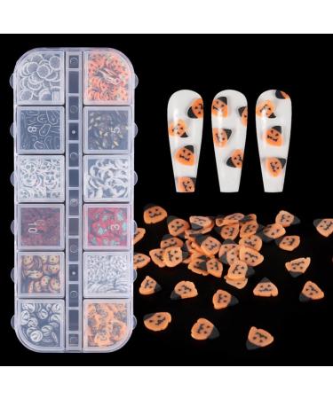 12 Grids Halloween Soft Pottery Pieces 3D Nail Stickers Nail Decals Nail Sequins For Nail Decoration Crafting - Buy Online on GoSupps.com