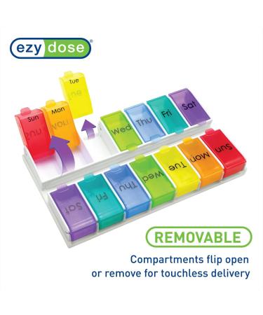 Ezy Dose 14-Day Pill Organizer - X-Large Detachable Compartments - Rainbow Colors - Buy Online on GoSupps.com