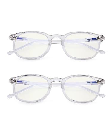 Eyekepper 2 Pack Blue Light Blocking Reading Glasses for Men Women Vintage Readers Transparent 2 Transparent 2.75 x