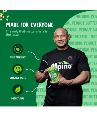 ALPI NO Natural Peanut Butter Crunch 1kg - 100% Roasted Peanuts - 30g Protein No Added Sugar & Salt non-GMO Gluten Free Vegan Plant Based Unsweetened Peanut Butter Crunchy - Buy Online on GoSupps.com