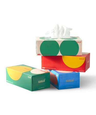 HOMELIA - Facial Tissues Box - Soft Tissue Paper Box - Box Tissues 4 Flat Box - Replacement for Kleenex Tissues (720 Tissues Total) 4 Count (Pack of 1)
