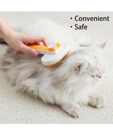 Self-Cleaning Cat Brush for Long & Short Hair - Orange | Removes Loose Fur & Dirt - Buy Online on GoSupps.com