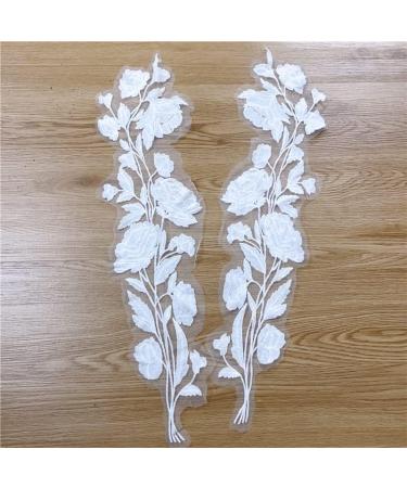 2 Pack Flower Lace Applique Patches for DIY Wedding Dress - White Embroidered Collar Material - Lace Fabric - Buy Online on GoSupps.com