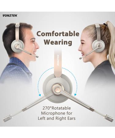 Wireless Bluetooth Headset with Noise Canceling Microphone, USB Dongle, Mic Mute - Trucker Headset for Cell Phone, Office, Skype, Zoom - White Gold - Buy Online on GoSupps.com