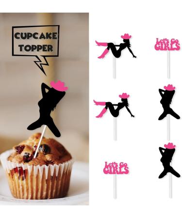 18pcs Pink Glitter Dessert Cupcake Topper Girl Woman Happy Birthday Party Decorations Let s Go Girl Theme Decor Supplies - Buy Online on GoSupps.com