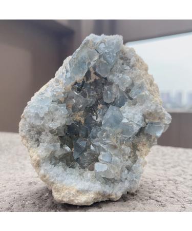 Natural Madagascar Geode Crystal Celestite Raw Stone Blue Geode Specimen Ornaments Crystal Stone Decor JIZTGEDM 100g