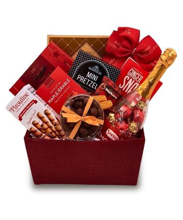 Holiday Love Chocolate Gift Basket - Champagne Bottle Filled with Truffles Fudge Cookies Nuts - Birthday Get Well Anniversary Corporate Party Holiday - by Pellatt Cornucopia