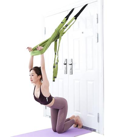 Alomejor Waist-Back-Leg Stretch Belt | Yoga Fitness Band with Door Anchors for Aerial Ballet & Dance | Free Size Light Green - Buy Online on GoSupps.com