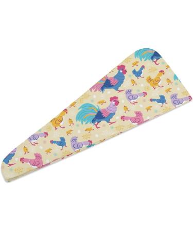 Colorful Rooster Microfiber Hair Towel Wrap - Super Absorbent Hair Turban for Women 10"x26" | International Shipping Available - Buy Online on GoSupps.com