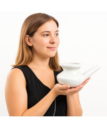 2activelife Handcrafted Ceramic Neti Pot for Nasal Cleansing 10 oz White | Ayurvedic Jal Neti Sinus Rinse Tool | Durable Lightweight Dishwasher Safe | Made in India - Buy Online on GoSupps.com