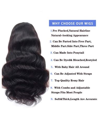 Body Wave Lace Closure Wig 16 Inch Natural Black - Brazilian Virgin Human Hair, Pre Plucked, 150% Density, Glueless, Bleached Knots - for Black Women - Buy Online on GoSupps.com