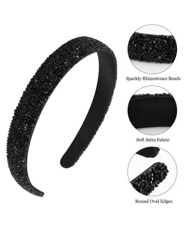 FASOTY Rhinestone Headband for Women - Handmade Black Crystal Diamond Bling Hair Hoop - Buy Online on GoSupps.com