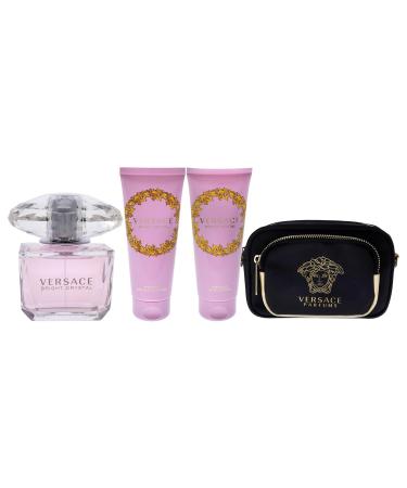 Versace Bright Crystal Women 3oz EDT Spray 3.4oz Shower Gel 3.4oz Body Lotion Bag 4 Pc Gift Set - Buy Online on GoSupps.com