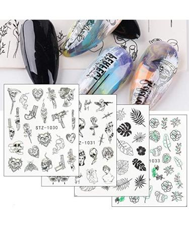 CHANGAR Abstract Lady Face Nail Sticker Decals Geometry Lining Animal Nail Art Water Transfer Sticker Rose Skull Bone Water Sliders Paper Nail Art Decor Gel Polish Sticker Manicure Tips - Buy Online on GoSupps.com