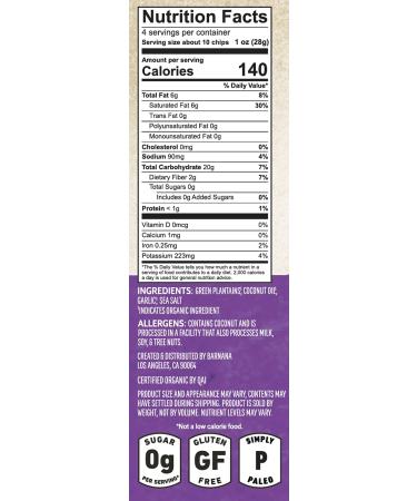 Barnana Organic Plantain Crisps Garlic 5oz - Pack of 6 | Healthy Snack Option - Buy Online on GoSupps.com