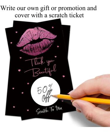 Haizct 50 Pack Thank You Blank Gift Certificate Scratch Off Cards - Pink Lip Gloss Design | Perfect for Small Business, Spa, Beauty Salon, Makeup, Hair Salon, Bridal Shower, Baby Shower, Country Wedding - Buy Online on GoSupps.com
