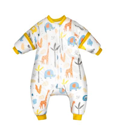 MOEMOE BABY Sleeping Bag with Feet 2.5 TOG Winter Toddler Sleep Bag with Legs Thick Baby Sleep Sack Cotton Wearable Blanket for Girls Boys Length 80cm / 12-24 month Giraffes