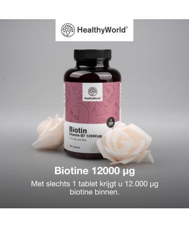 Be Healthy Group doo Biotin 12000 g Vitamin B7 365 tablets High concentration For hair skin and nails Vegetarian and GMOfree Annual supply - Buy Online on GoSupps.com