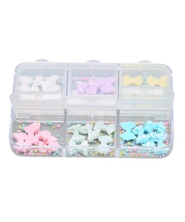 3D Cute Bowknot Nail Charms Nail Glitter Charm Rhinestones Ornaments Nail Art Decorations Glitter Accessories for DIY Craft Nail Art Design Manicure Decor