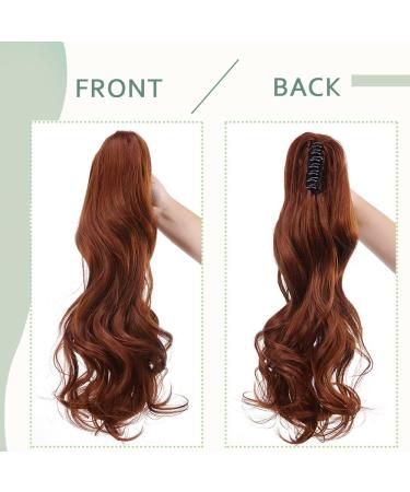 Curly Wavy Claw On Ponytail Extension 18 Inch Light Auburn - Clip In Synthetic Hairpiece 45cm Matte Material - Buy Online on GoSupps.com