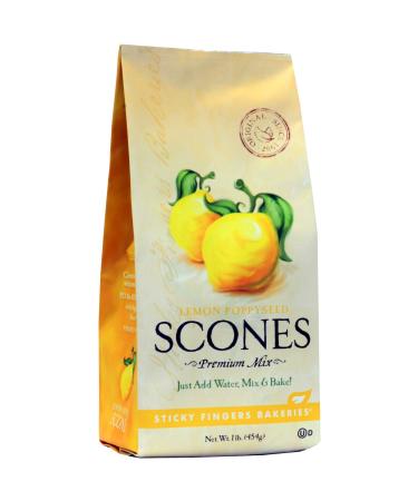 English Scone Mix, Lemon Poppyseed by Sticky Fingers Bakeries  Easy to Make English Scones Fresh Baked, Makes 12 Scones (1 pk) 1 Pound (Pack of 1)