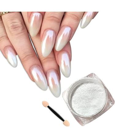White Pearl Chrome Nail Powder, Pearlescent White Nail Art Jewelry Glitter  Powder Symphony Mermaid Pearl Neon Nail Powder, The Powder Is Fine and  Shiny, Healthy & Long-lasting for Nail Art Decorations ONE