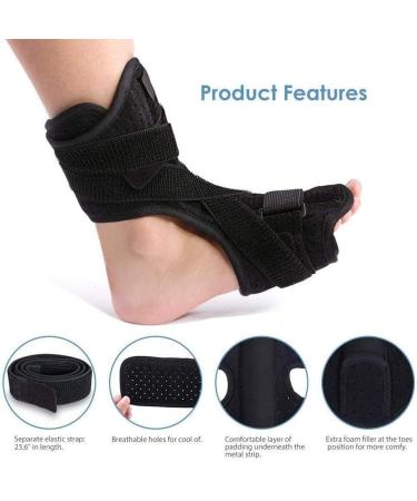 Plantar Fasciitis Splints & Ankle Foot Orthotic Brace - Pain Relief for Foot Drop Ankle Sprain & Achilles Tendinitis | Unisex Black - Buy Online on GoSupps.com