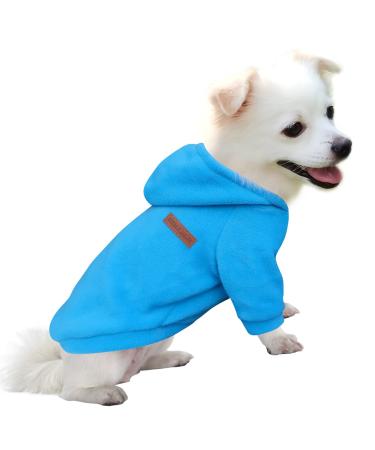 Hualisiji hooded sweater for dogs hoodie dog chihuahua sweater dog sweatshirt dog warm and light with a soft texture easy to wear and light colors (L blue) L blue