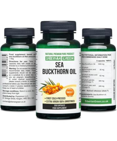 Siberian Sea Buckthorn Oil Capsules | 200 Gluten-Free Softgels | Premium Omega 7 from Wild-Harvested Berries | Non-GMO & Cold-Pressed - Buy Online on GoSupps.com