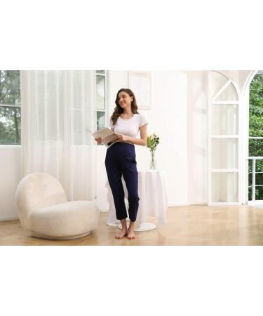 ZUMIY Maternity Lounge Pants XL Navy Blue - Over The Belly Activewear Sweatpants with Pockets - Buy Online on GoSupps.com