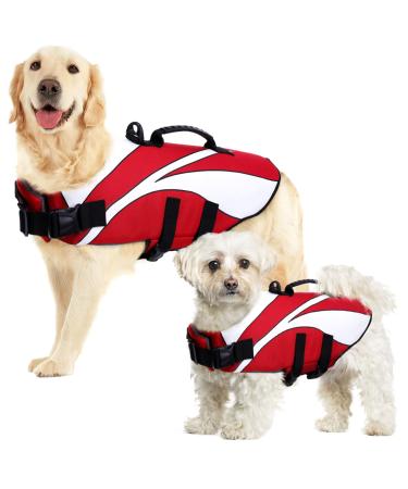 SUNFURA Dog Life Jacket, Dog Life Vest for Swimming with Rescue Handle and High Flotation, Small Dog Vests Safety Life Preserver for Boating, Dog Lifesaver Puppy Swimsuit for Small Medium Large Dogs X-Large Red
