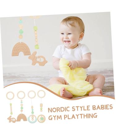 Toyvian 4pcs Baby Gym Soft Toy Set - Nordic Style Green Hanging Baby Play Gym Toys 26X8.5CM - Buy Online on GoSupps.com
