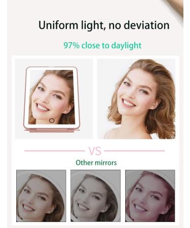 10X Magnification Travel Makeup Mirror with Lights | LED Compact Mirror for Makeup Desk | Light Up Vanity Mirror - Pink - Buy Online on GoSupps.com