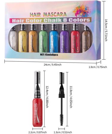 Peigne craie pour cheveux lavable ensemble de peignes craie pour cheveux | Ensemble de teinture de mascara pour femmes | Ensemble de craies pour lavables de 8 couleurs teinture UN 1 unit (Lot de 1) - Buy Online on GoSupps.com