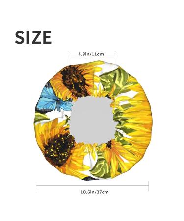 Sunflowers Blue Butterflies Shower Cap - Double Waterproof Layers, One Size Fits All Women - Ideal for Bathing, Large Design for All Hair Types - Buy Online on GoSupps.com
