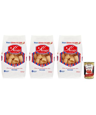 Italian Gourmet E.R. Russo Paccheri No. 26 Durum Wheat Pasta 100% Italian Wheat 500 g + 400 g Box of 3