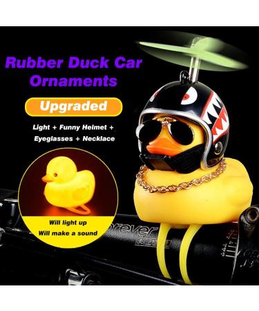 2Pcs Yellow Duck Car Ornaments - Squeeze Duck Dashboard Decorations with Propeller Helmet - Wonuu Rubber Duck Bicycle Horns for Fun and Safety - Buy Online on GoSupps.com