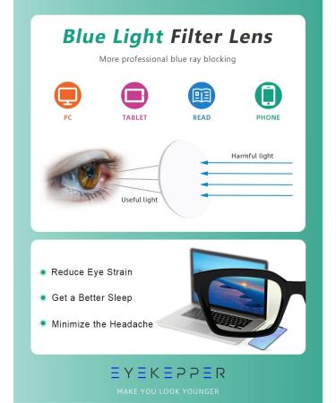 Eyekeper Women's Blue Light Blocking Reading Glasses - Tortoise Oversized Square +1.25 UV Protection - Buy Online on GoSupps.com