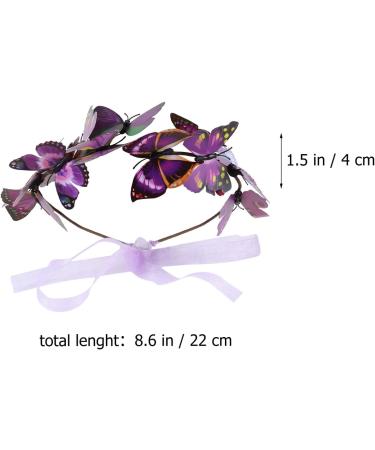 Beaupretty Butterfly Headband - Adjustable Floral Garland Wreath for Weddings & Photos | White & Purple Hair Crown - Buy Online on GoSupps.com